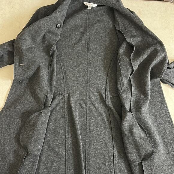 CAbi #648 Ponte Casablanca Knit Trench Coat Double Breasted Charcoal Gray Size S - Picture 12 of 13